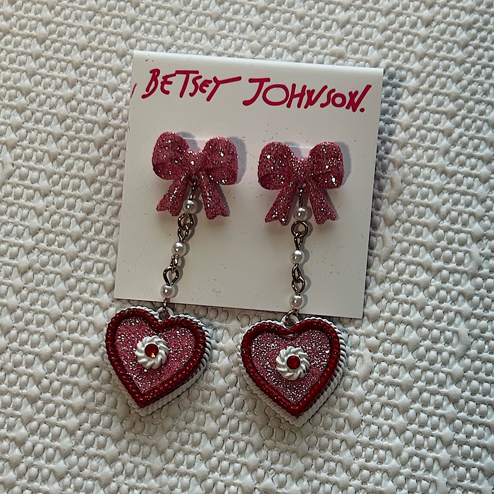 Betsey Johnson Heart Drop Earrings